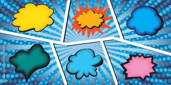 Obraz  Vector Set of Retro FRAMES  Pop art comic text bubble