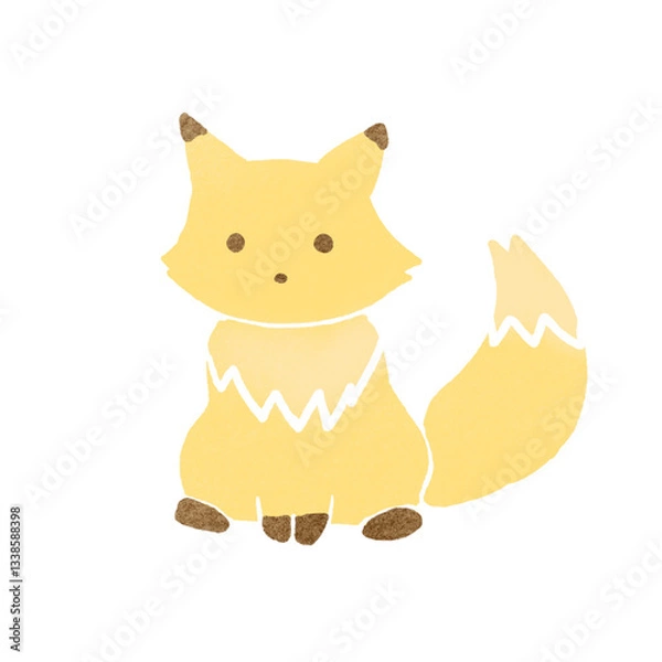 Obraz スタンプ風のキツネのイラスト