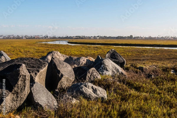 Obraz Boulders on the Tijuana River National Estuarine Research Reserve in the morning light in San Diego, California.