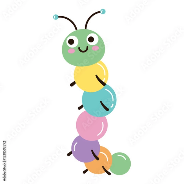 Fototapeta Vector image of a cute colorful caterpillar