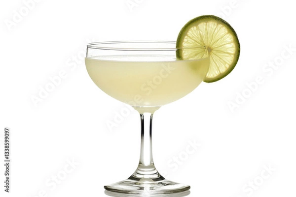 Fototapeta Refreshing cocktail in a glass with lime garnish on display
