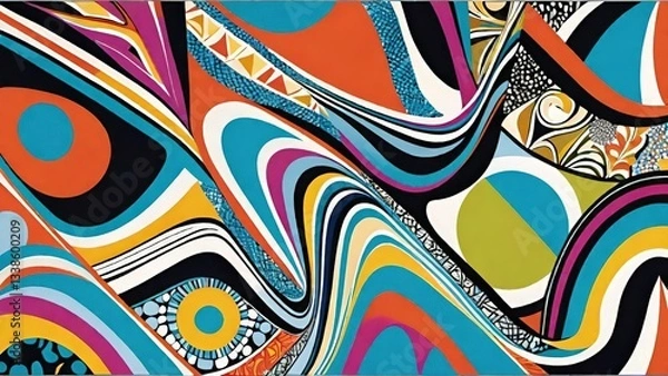 Fototapeta 抽象, カラフル, 幾何学模様, 渦巻き, アート, 曲線, パターン, 抽象芸術, サイケデリック, デザイン, モダン, 現代アート