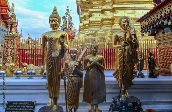 Fototapeta Wat Phra That Doi Suthep in Chiang Mai Province Northern Thailand. The temple have been founded in 1383 when the first stupa was built.