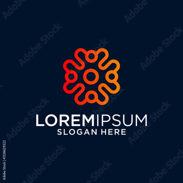 Fototapeta Abstract Circular Logo Design With Orange Gradient