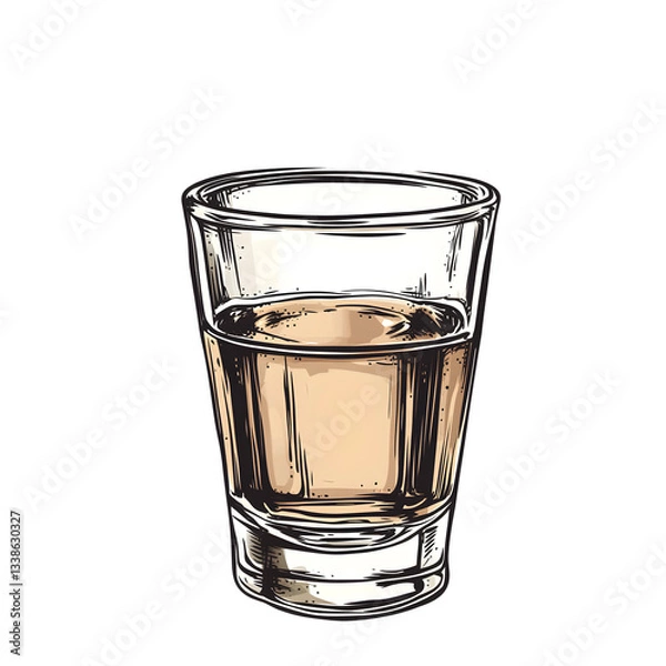 Fototapeta Glass of whisky isolated on transparent background