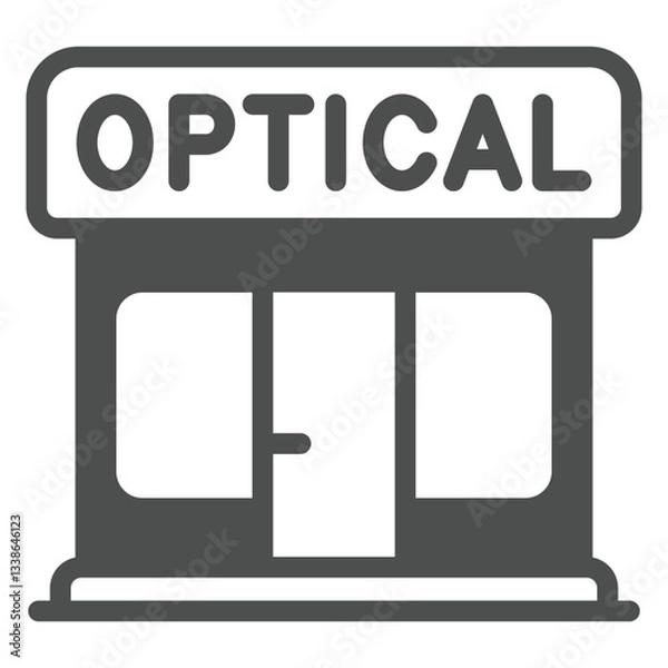 Fototapeta Optics shop house solid icon, optical equipment concept. Vector graphics. Store building sign on white background, glyph style icon for mobile or web design.