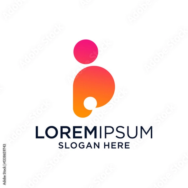 Fototapeta Abstract Gradient Letter P Logo Design