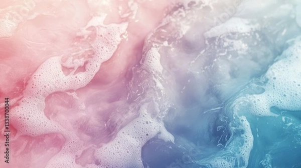 Fototapeta Soft Pastel Waves with Foam on Water Surface in Gentle Light