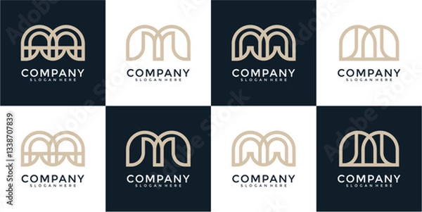 Fototapeta Abstract Pixelated Letter M Logo Design
