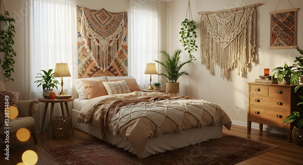 Fototapeta Boho style interior room 