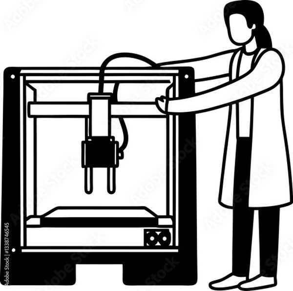 Fototapeta printing technology person operating printer, modern innovation in manufacturing and design.