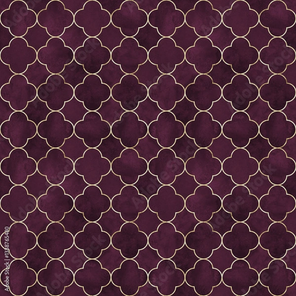Obraz Watercolor gothic style clover leaf seamless pattern