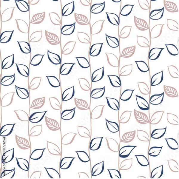 Fototapeta vector seamless pattern, two color contoured leaves 