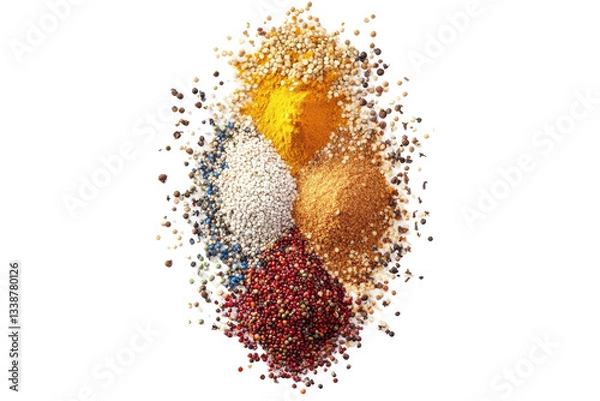 Fototapeta Colorful assortment of spices in a dynamic arrangement