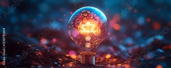 Obraz Glowing star inside lightbulb.