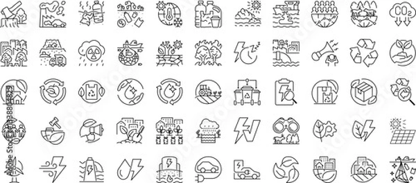 Obraz Environment green technology icon set. Renewable energy illustration.