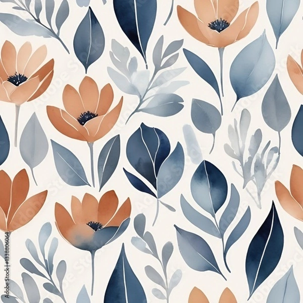 Obraz seamless floral pattern, the composition floats on pristine white, creating a seamless pattern with no defined edges