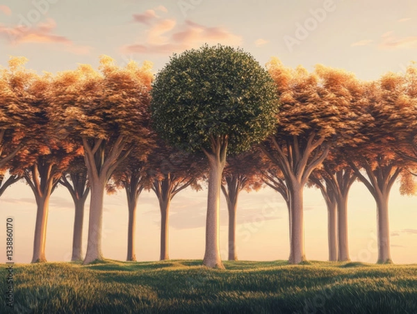 Fototapeta Row of trees, generative AI