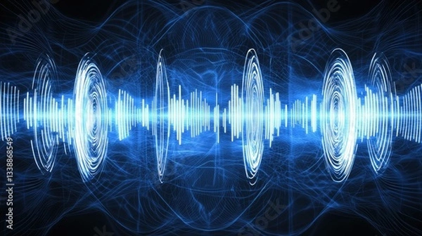 Fototapeta an image of digital waves or signals in abstract blue.