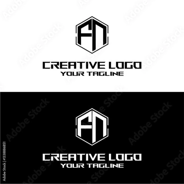 Obraz creative letter logo nf design vector