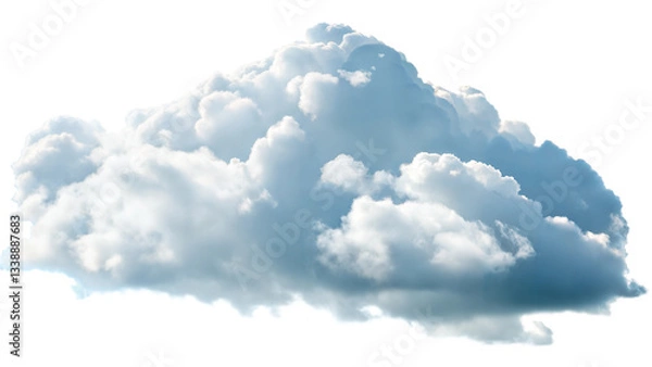 Fototapeta Fluffy White Cloud Isolated on Light Background for Weather and Sky.