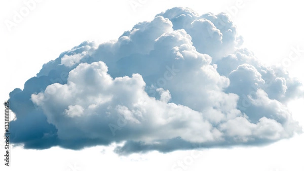 Fototapeta Fluffy White Cloud Isolated on Light Background for Weather and Sky.