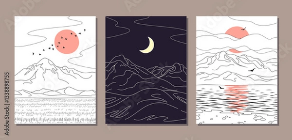 Obraz Simple Nature Scenes Set with Mountains.