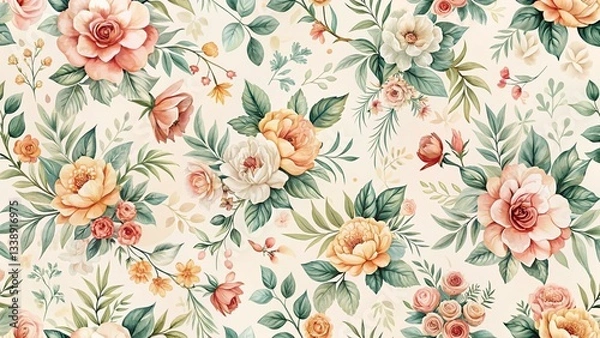 Fototapeta Minimalist Floral Pattern Design for Online Shop Website Background