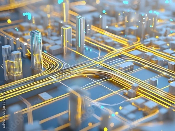 Fototapeta Seamless AI driven digital supply network with real time data tracking material flow monitoring and integrated systems connecting manufacturers to construction sites for efficient logistics and