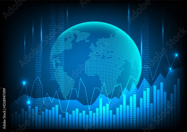 Fototapeta Stock market or forex trading graph and candlestick chart suitable for financial investment concept. Economy trends background for business idea and abstract finance background. Vector illustration.
