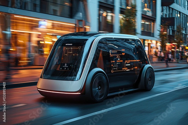 Fototapeta The Future of Mobility: Autonomous Car in Motion