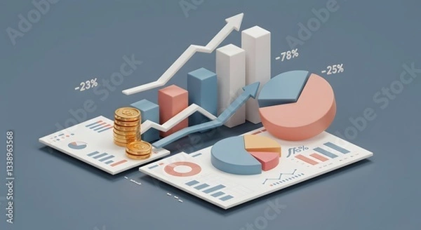 Fototapeta Clean financial metrics for reports or presentations.	Corporate Finance Growth Infographic