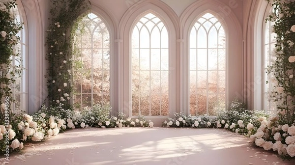 Fototapeta wedding background fantasy and luxury with flower generative AI