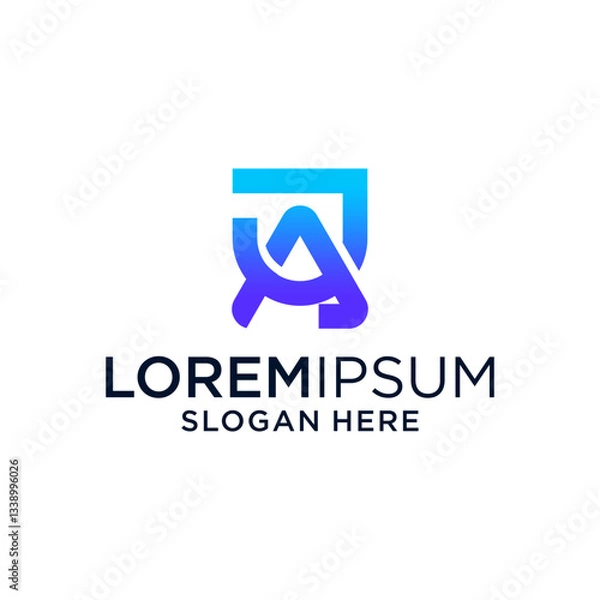 Fototapeta Modern Blue And Purple Gradient Letter A Logo Design