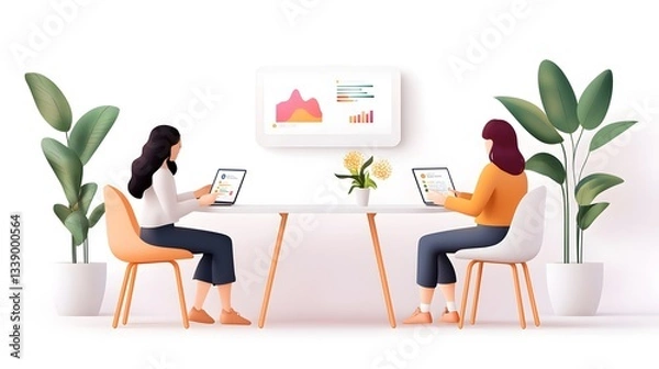 Fototapeta Innovative technology-driven workspace for entrepreneurs business hub modern collaboration creative environment digital viewpoint