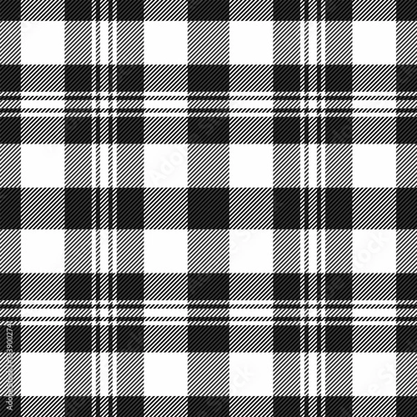 Fototapeta Stylish black and white plaid pattern.  Perfect for textile design, apparel, website backgrounds, or packaging. This classic, timeless design offers versatility and sophistication.