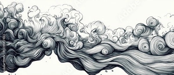 Obraz Gentle ocean current doodles flowing naturally in a rhythmic composition