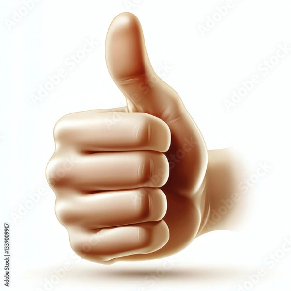 Fototapeta Thumbs Up Gesture Representing Approval on a Plain Background  