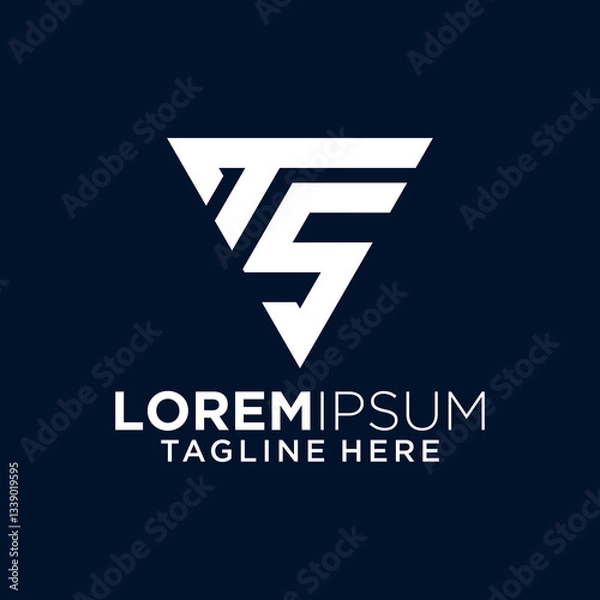 Fototapeta Modern Geometric TS Monogram Logo Design