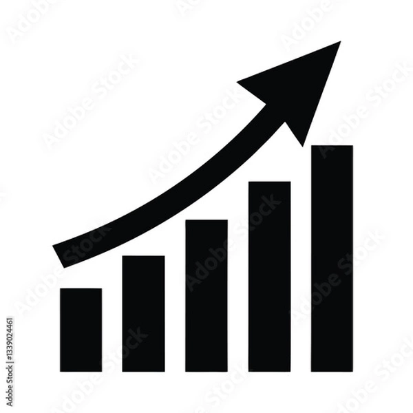 Fototapeta Ascending Bar Graph Chart Showing Exponential Growth and Progress
