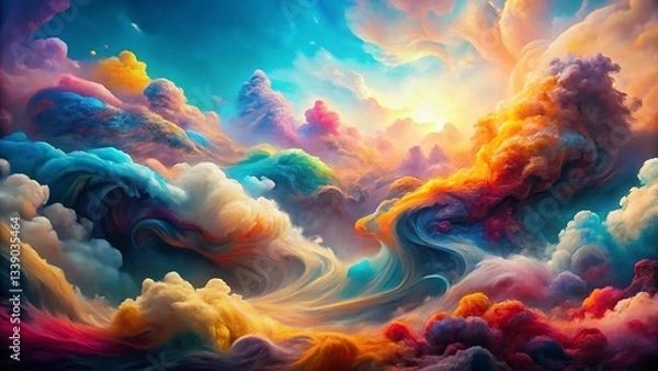 Fototapeta Ethereal Cloud Formations: Vibrant Abstract Landscape Painting
