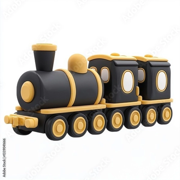 Obraz Colorful Toy Train with Black and Yellow Components, Perfect for Children's Playtime and Educational Activities