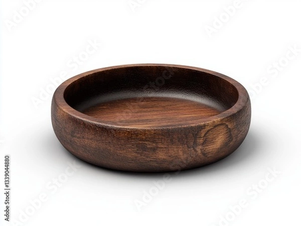 Obraz Natural Wooden Bowl with Smooth Finish for Rustic Tableware and Food Presentation
