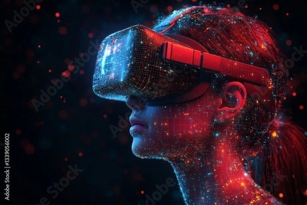 Obraz Virtual Reality Background with Holographic Interface