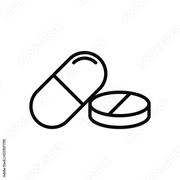 Fototapeta pill capsule icon vector design line style