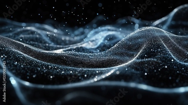 Fototapeta Abstract Wave Patterns with Sparkling Particles