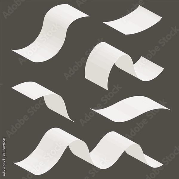 Fototapeta Beautiful flowing white bill paper with a grey background. Long bill paper.