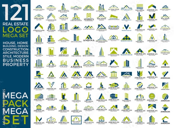 Fototapeta Mega Set and Big Group, Real Estate, Building and Construction Logo Vector Design Eps 10
