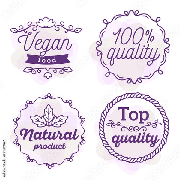 Obraz Vector set of eco badges with text. Logo watercolor templates wi