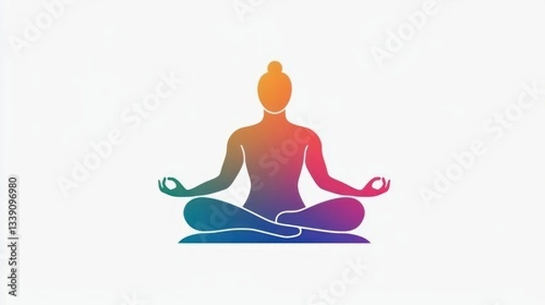 Fototapeta Vibrant Silhouette of a Meditating Person with Colorful Gradient Effect